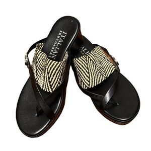 Italian Shoemakers Black and Cream Sandals
